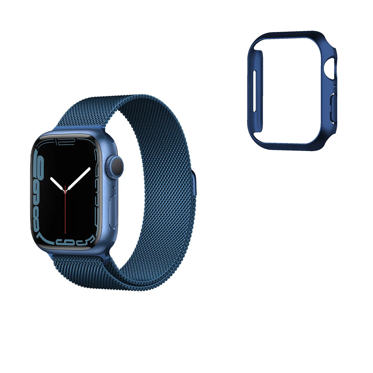Correa Apple Watch de Malla acero de Inoxidable+Case 45mm-Azul