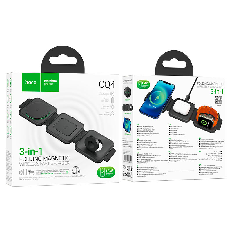 Cargador inalámbrico portable 3 en 1 Hoco 15W
