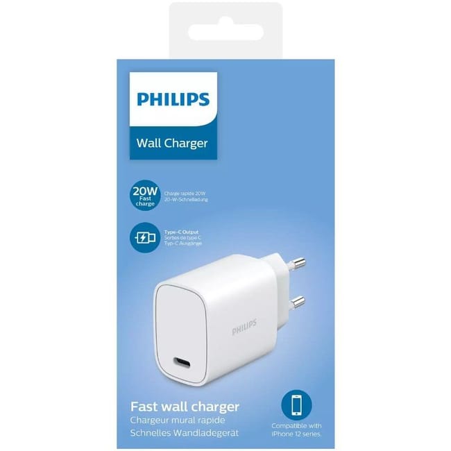 Cargador Philips Pared Usb-c De 20w Adaptador Carga Rápida