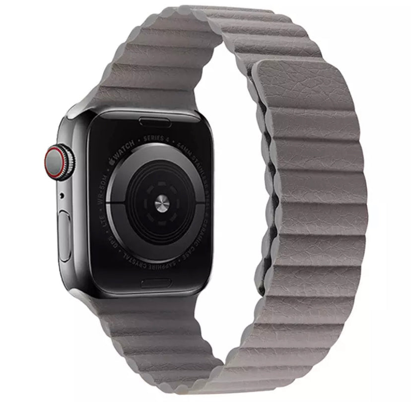 Correa Eco Cuero imantada Para Apple Watch 38-40-41mm/Grey