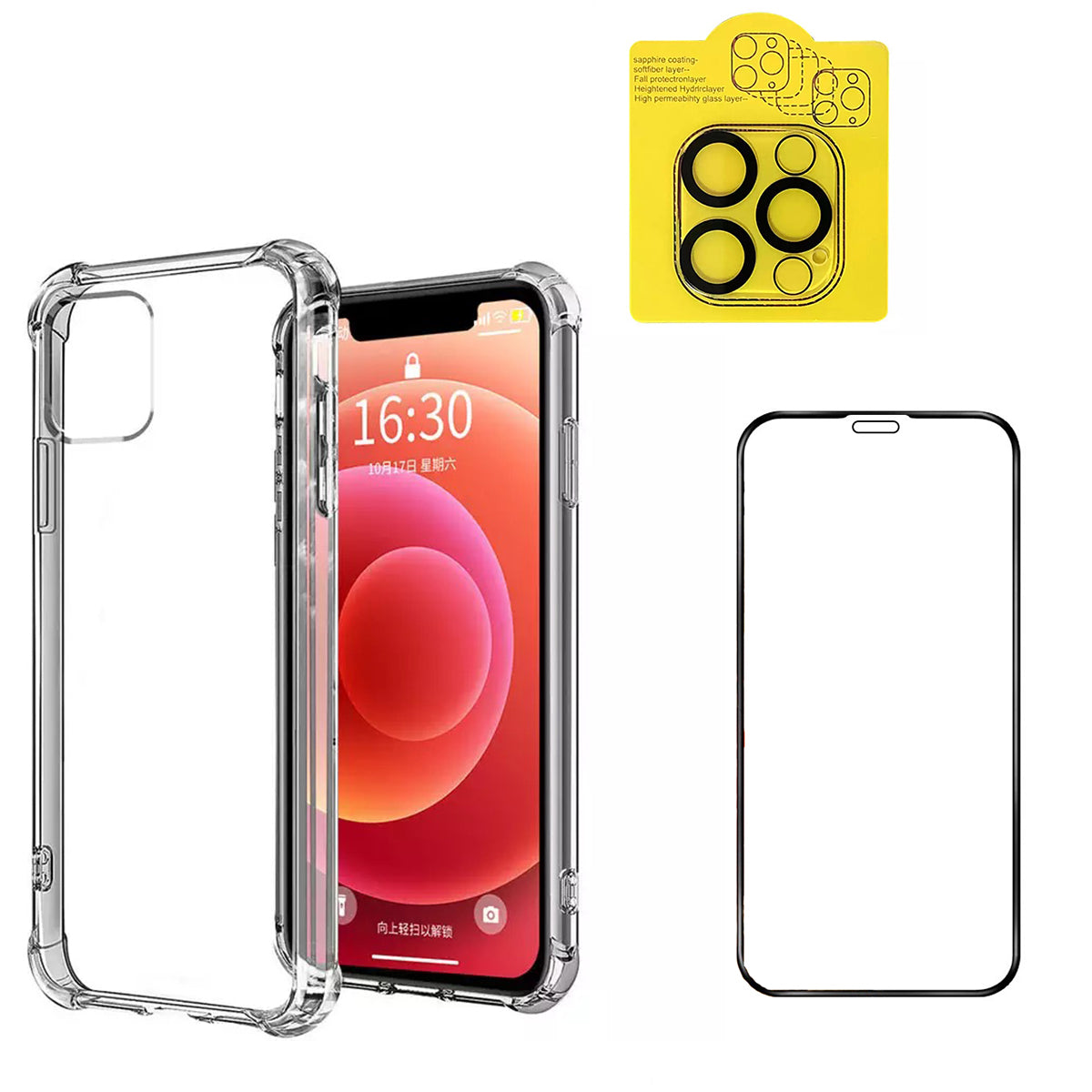 Carcasa Reforzada iPhone12 Pro Max+lámina Cámara+vidrio Full Premium