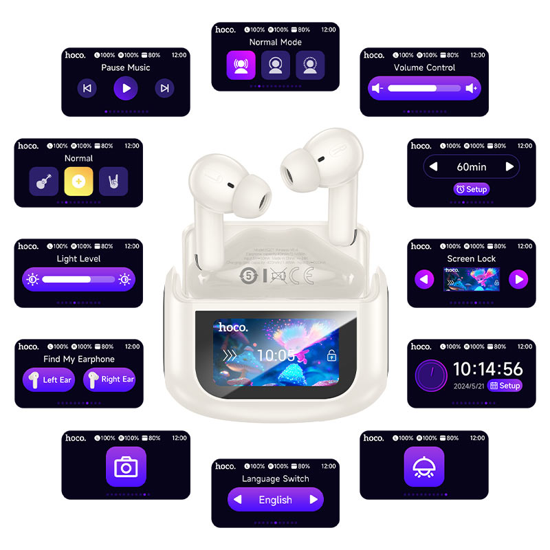 Audífonos Bluetooth Hoco Pantalla  Touch Led