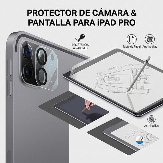 Lamina tipo Paper Like Textura Papel iPad Pro 12,9 / Matte+ Vidrio cámara