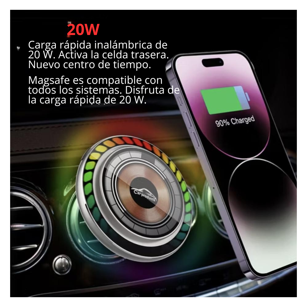 Soporte Magnético Inalámbrico para Auto con Carga Wireless+ Aromatizdor