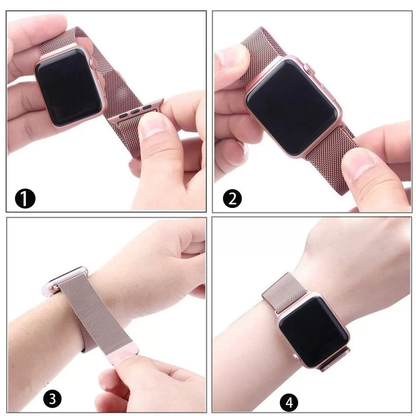 Correa  Apple Watch Malla Acero  Inoxidable 38 40 41mm/Rosado Gold