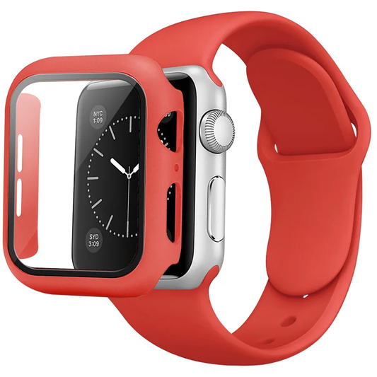 Carcasa Completa 360 Con Vidrio y Correa L Apple Watch 44mm-Rojo