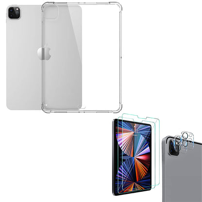 Carcasa iPad Pro 12.9 2020-2021 Silicona Antishock+vidrio templado+ Vidrio cámara