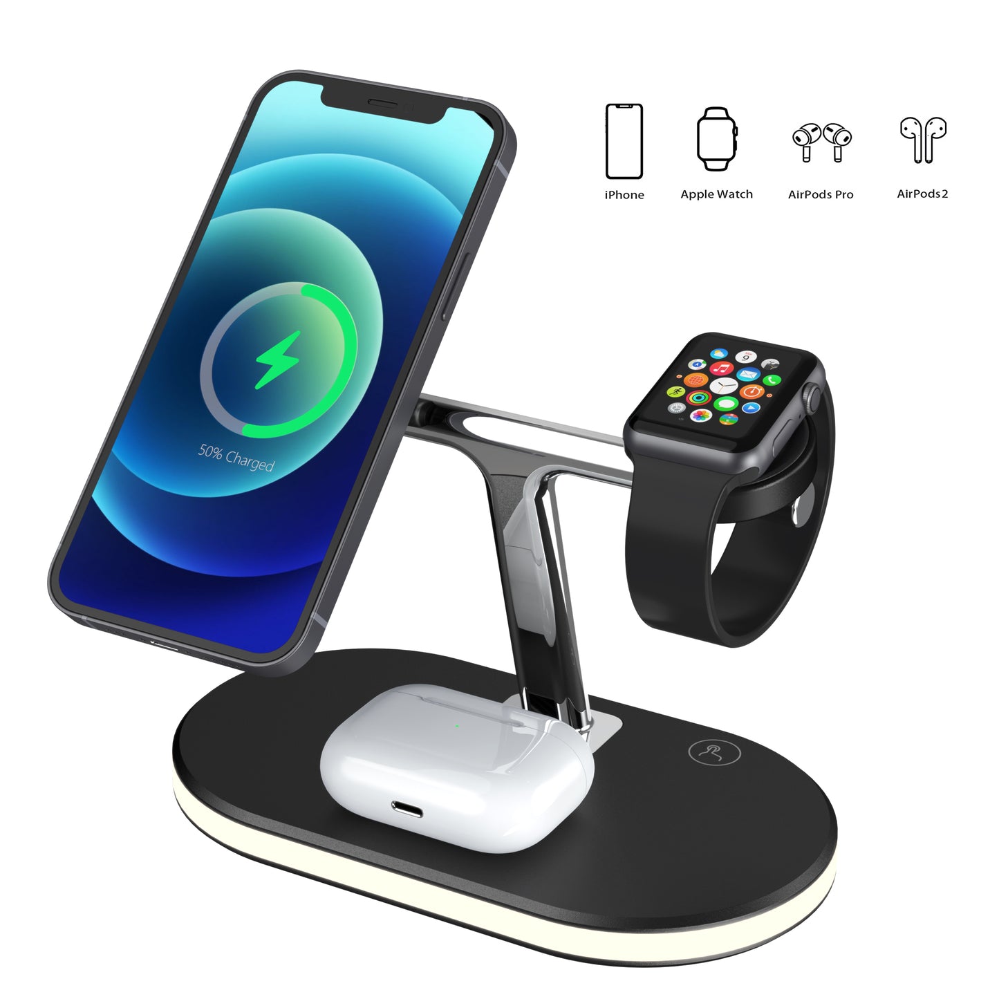 Cargador inalámbrico 3 en 1 iPhone 12,12Pro,12ProMax, Apple Watch, AirPods/15w