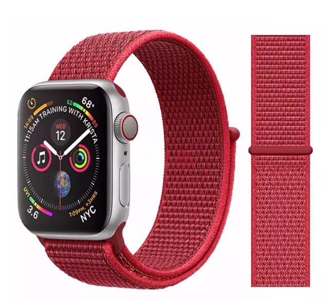 Correa Apple Watch Nylon Velcro 38 40 41mm/Rojo