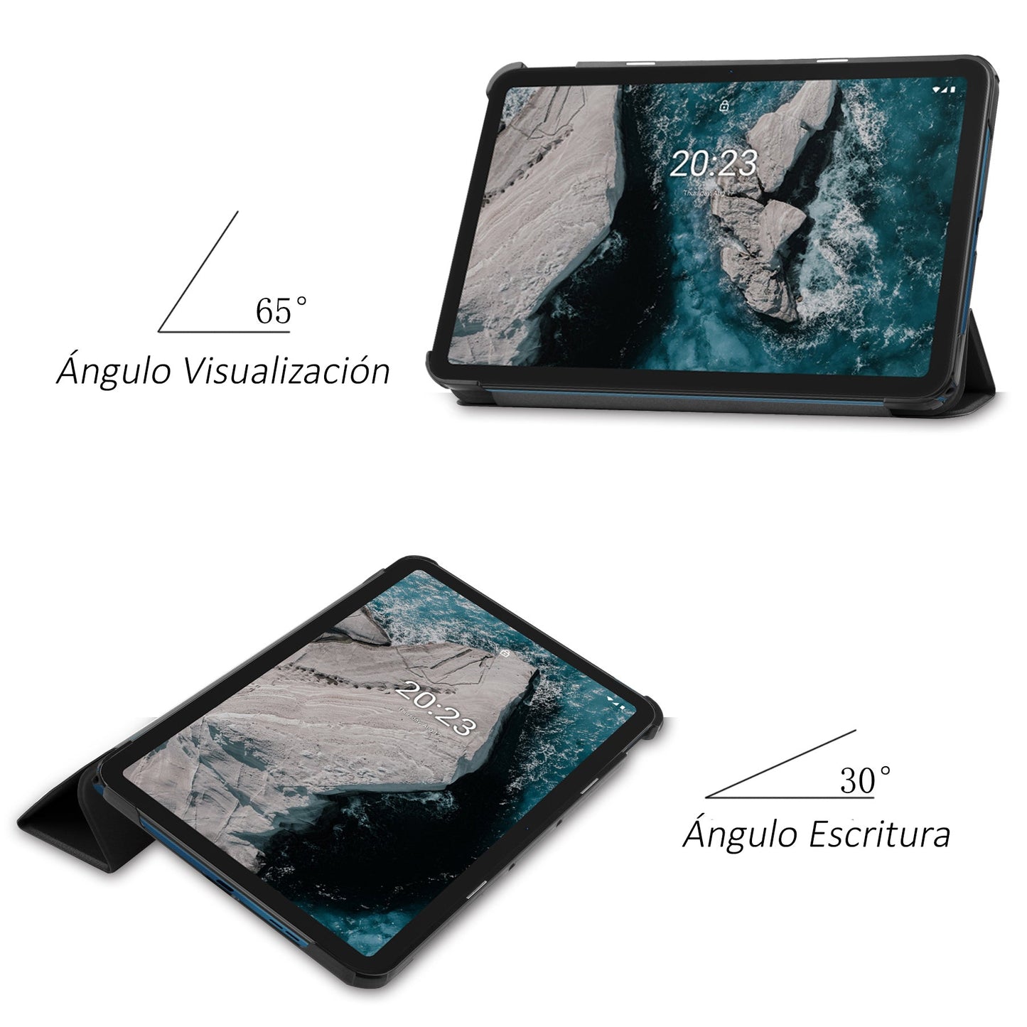 Carcasa Funda Tablet Nokia T20  10.4 Smart Cover y vidrio templado