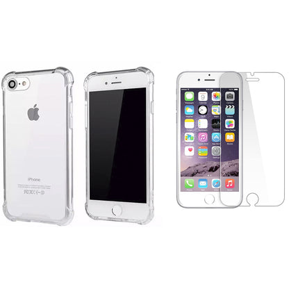 Carcasa Silicona Transparente Reforzada iPhone 7+ Vidrio templado
