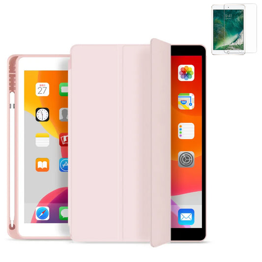 Carcasa Smart Cover Para iPad 10.2 y lámina vidrio - Color Rosado pastel
